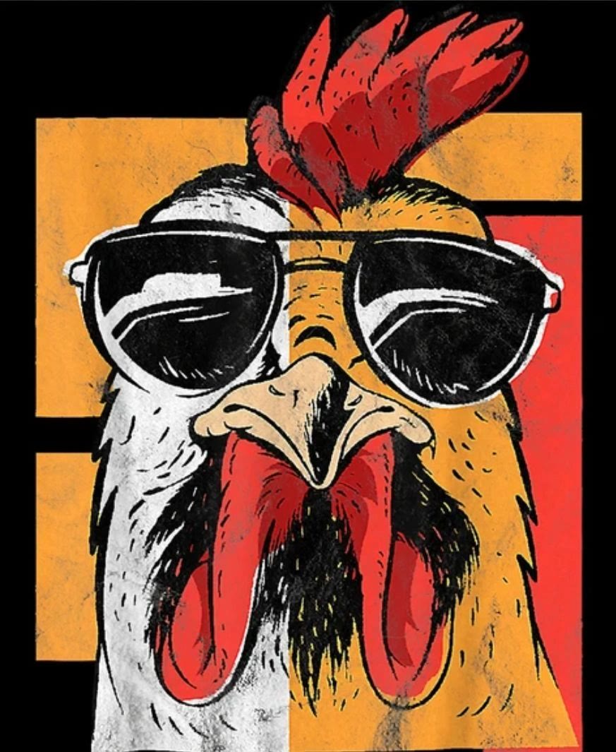 El gallo con lentes de Fogata Brava